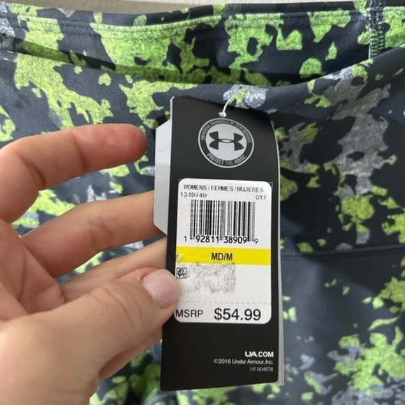 (NWT) Under Armour Gym Leggings & Sports Bra in Gray/Lime, Medium - Picture 4 of 16